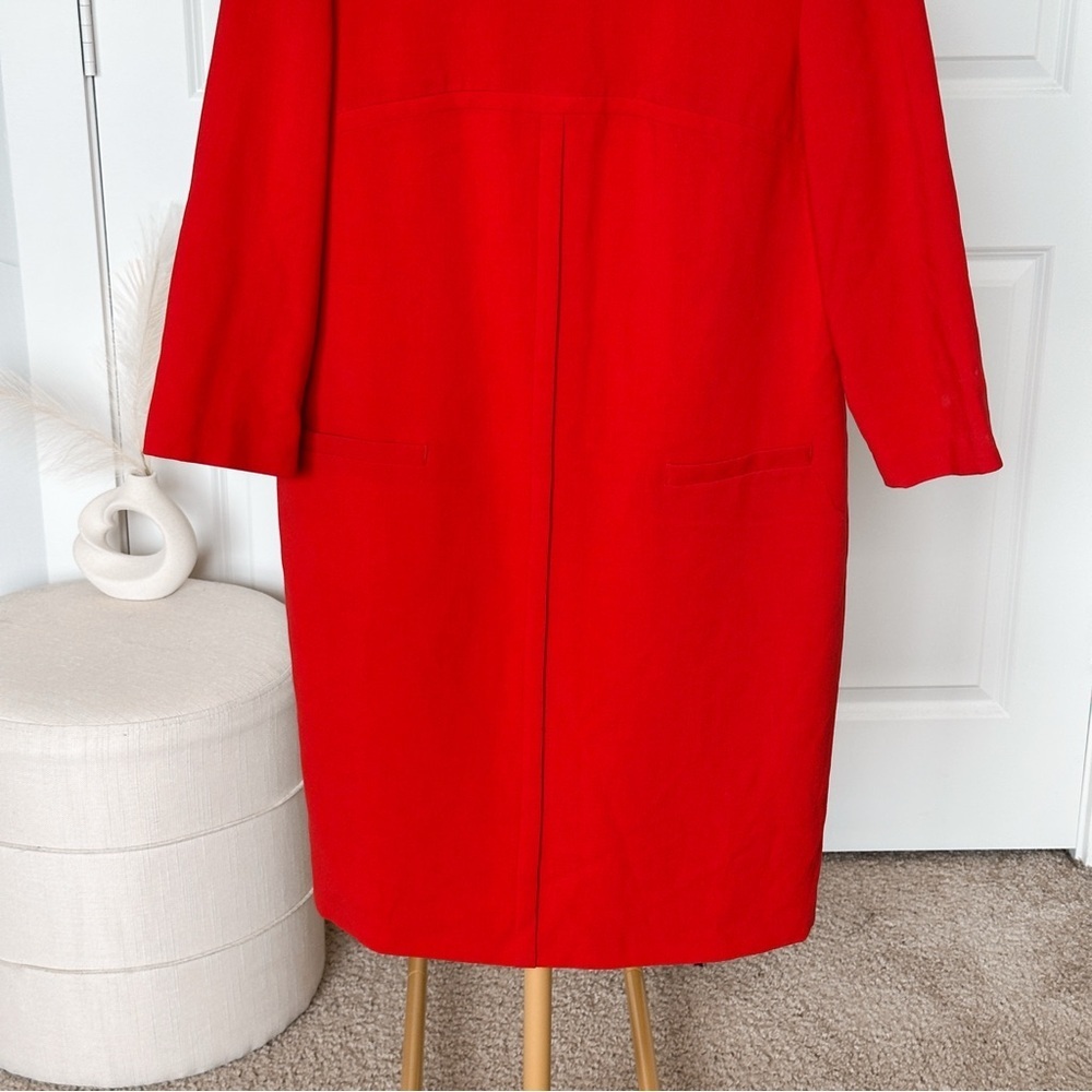 Tahari ASL Red Sheath Dress with 3/4 Sleeves - Picture 10 of 12